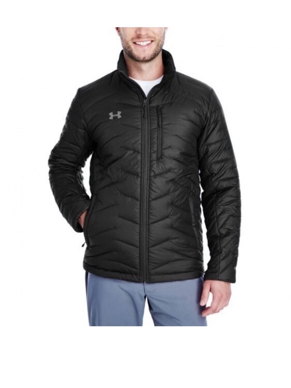 New w/o tags Under Armour Men's Black Quilted infared  Puffer Jacket- medium